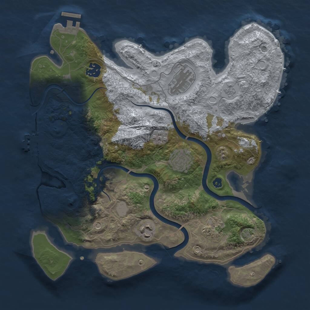 Rust Map: Procedural Map, Size: 3200, Seed: 1846833057, 12 Monuments