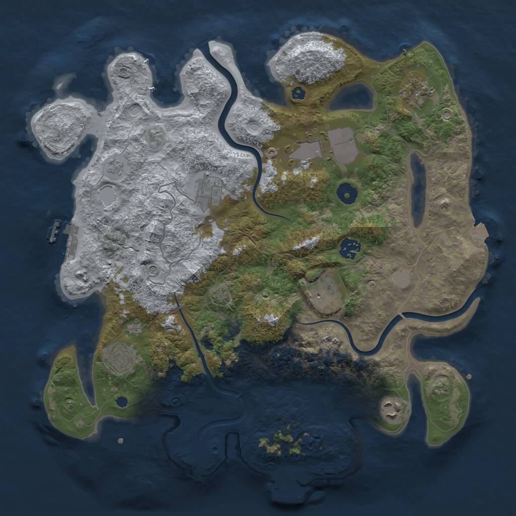 Rust Map: Procedural Map, Size: 3750, Seed: 1488725651, 14 Monuments