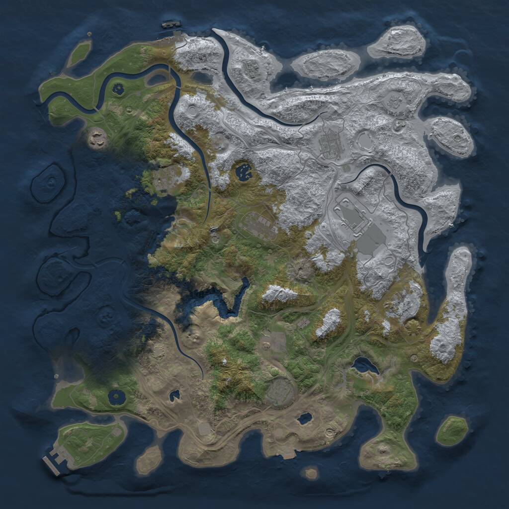 Rust Map: Procedural Map, Size: 4500, Seed: 3456346, 16 Monuments