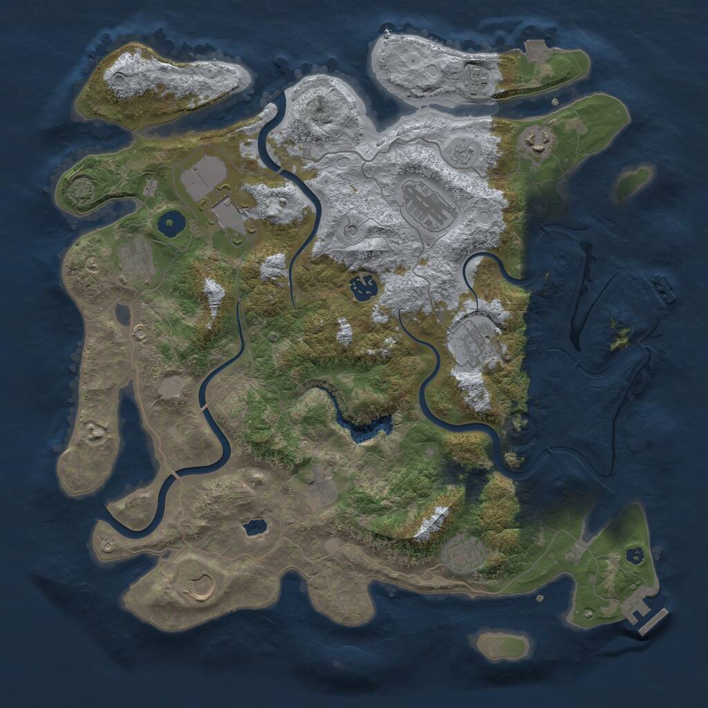 Rust Map: Procedural Map, Size: 4000, Seed: 7028, 16 Monuments