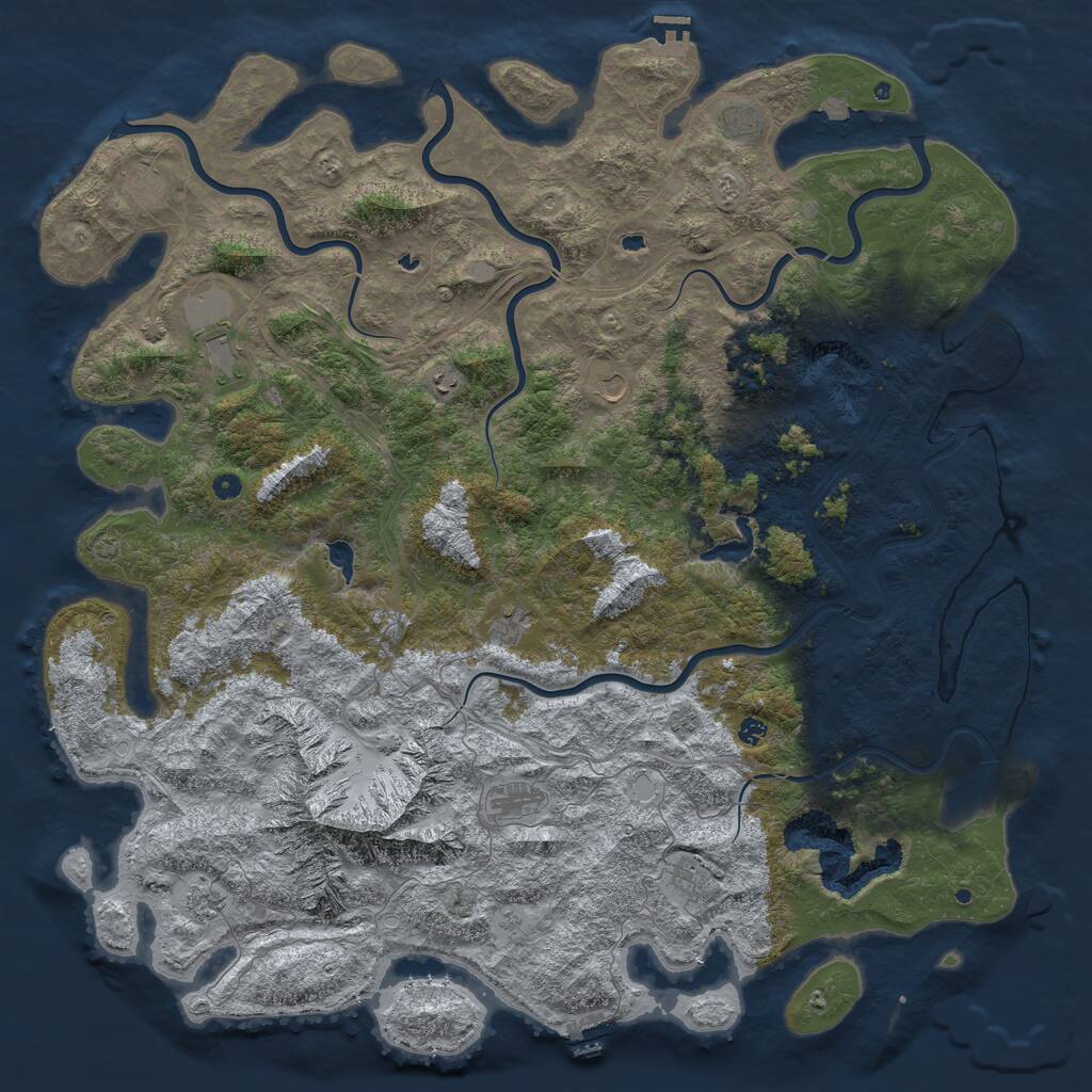 Rust Map: Procedural Map, Size: 6000, Seed: 798893550, 17 Monuments