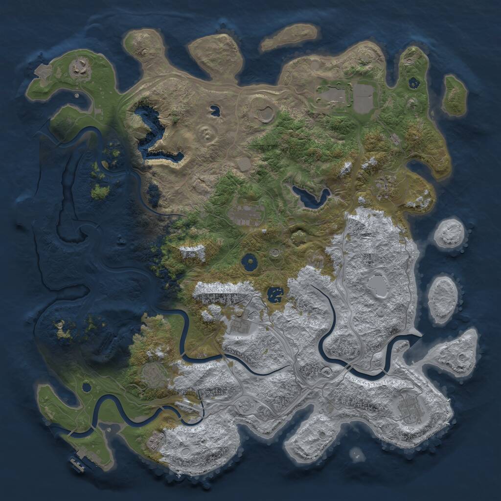 Rust Map: Procedural Map, Size: 4500, Seed: 542740651, 16 Monuments