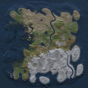 Thumbnail Rust Map: Procedural Map, Size: 4000, Seed: 33463690, 15 Monuments