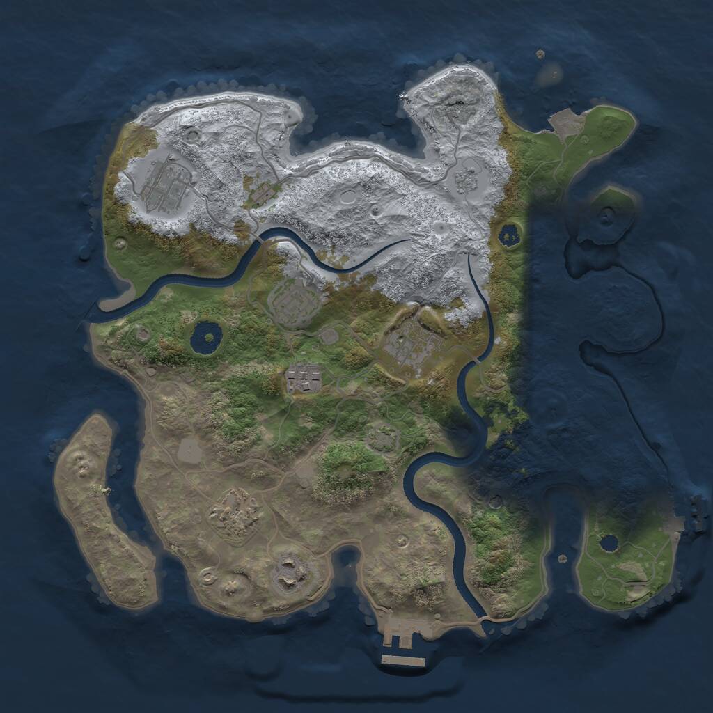 Rust Map: Procedural Map, Size: 3300, Seed: 2184937, 12 Monuments
