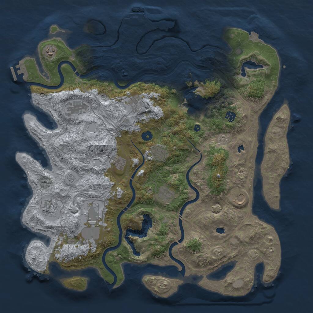 Rust Map: Procedural Map, Size: 4500, Seed: 223344, 17 Monuments