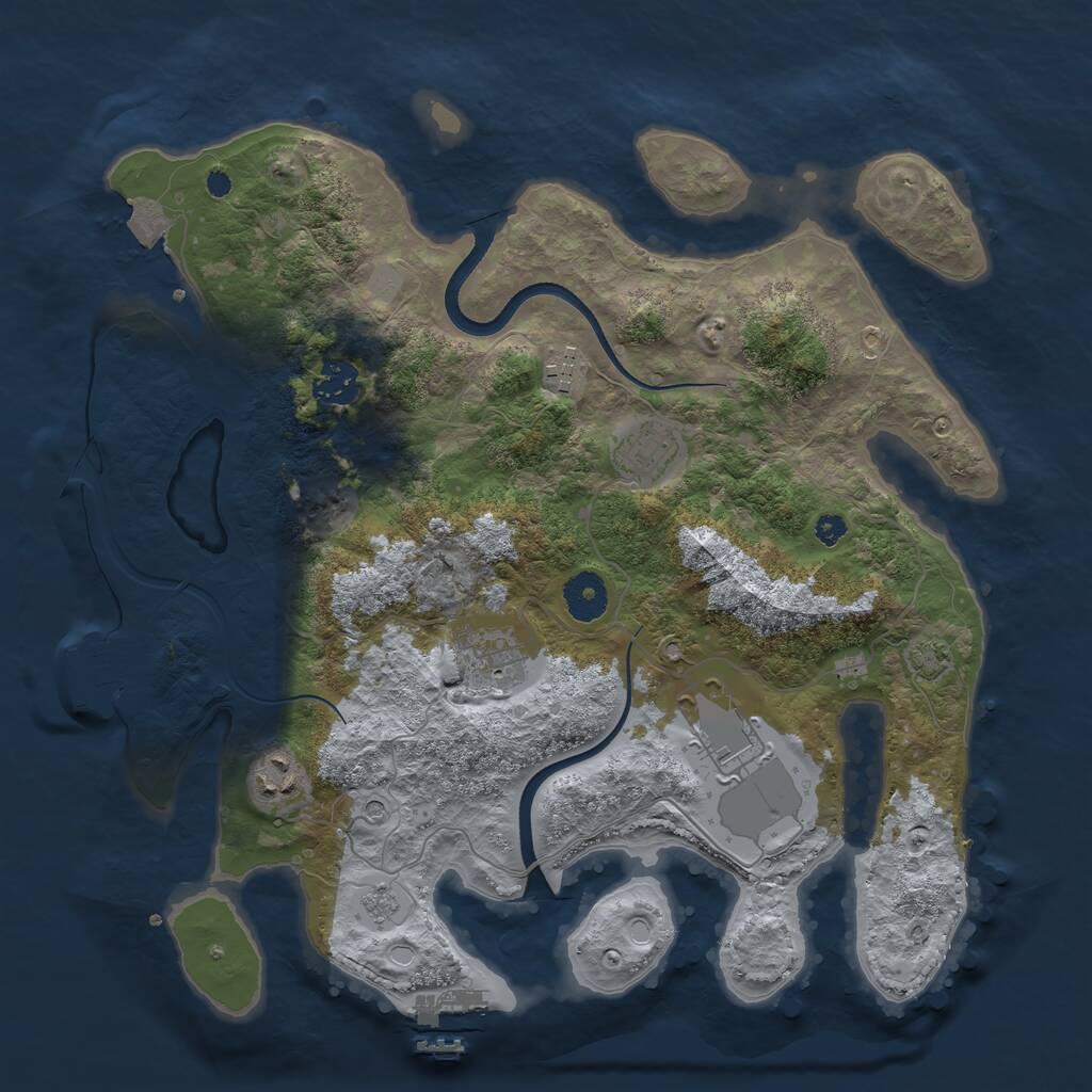Rust Map: Procedural Map, Size: 3550, Seed: 842356, 12 Monuments