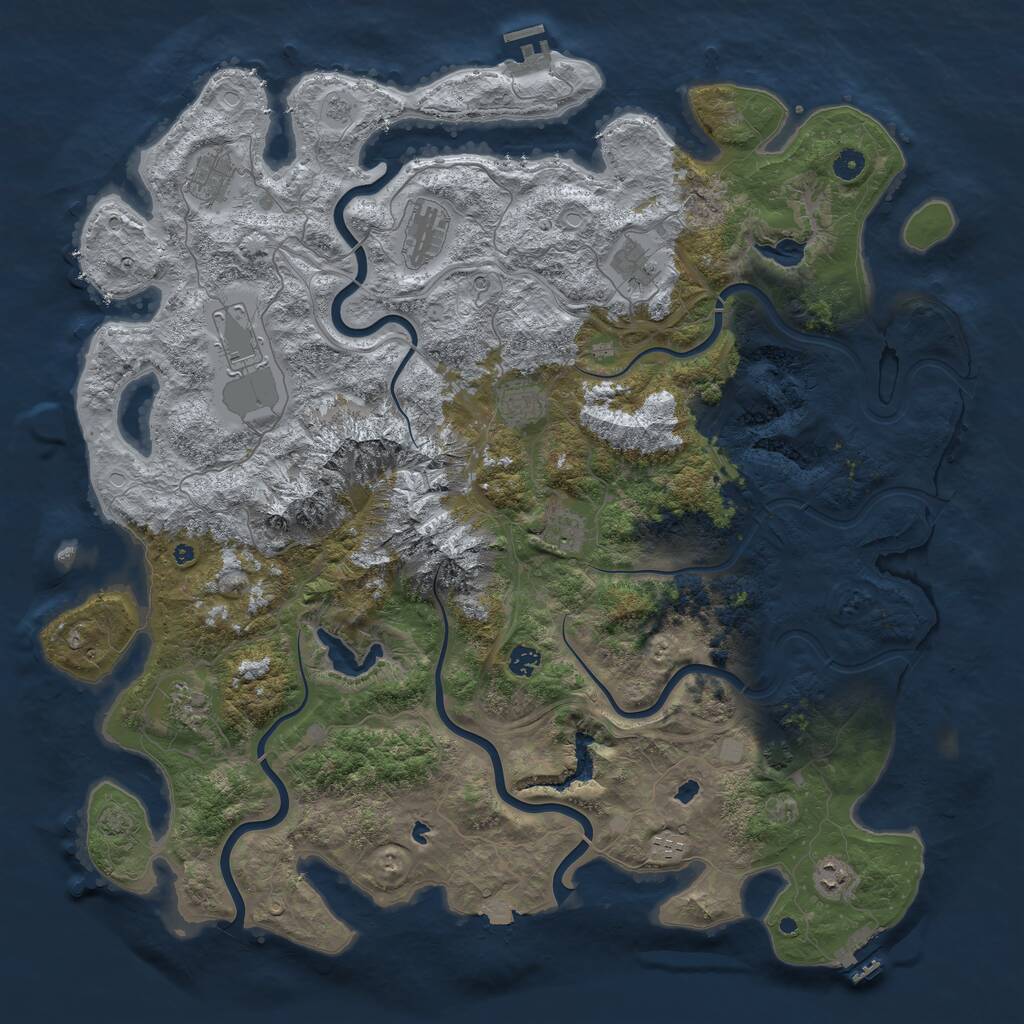 Rust Map: Procedural Map, Size: 5000, Seed: 827873648, 16 Monuments