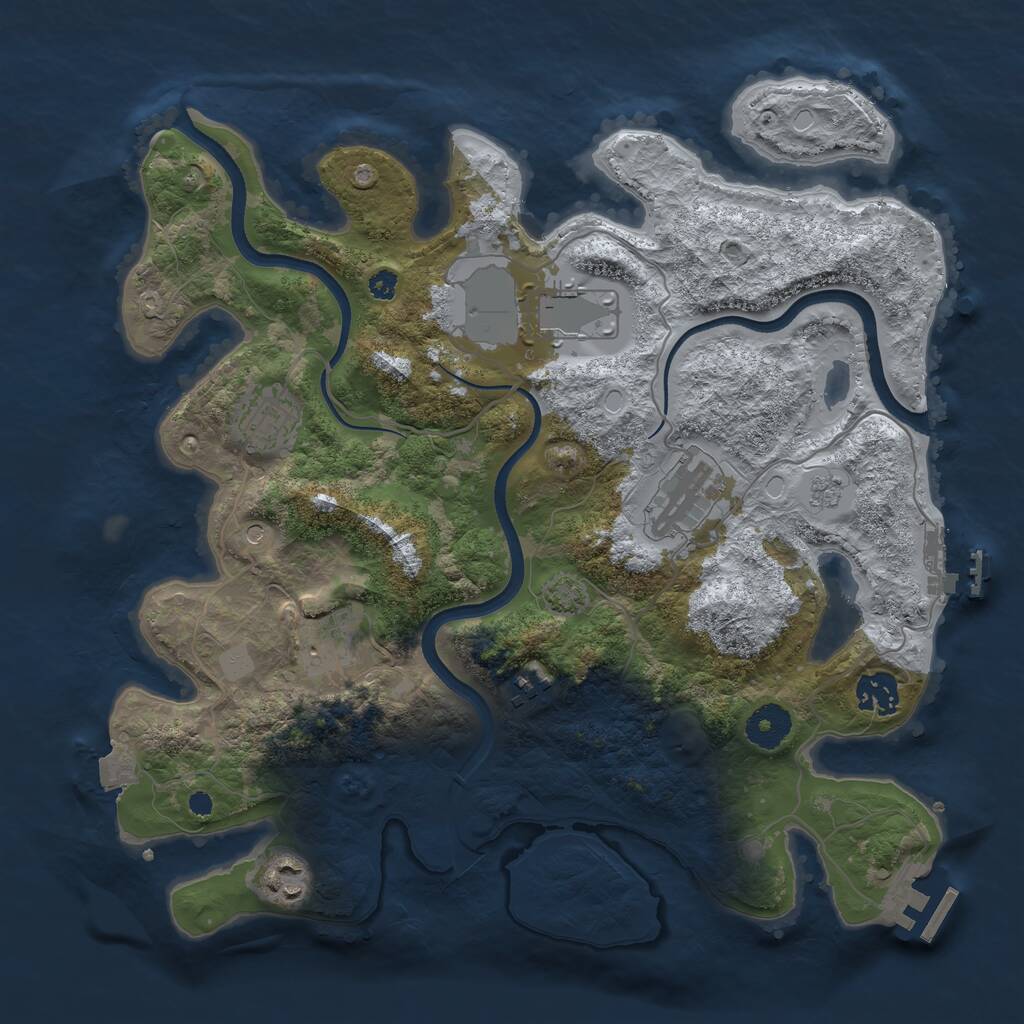 Rust Map: Procedural Map, Size: 3500, Seed: 338010758, 13 Monuments