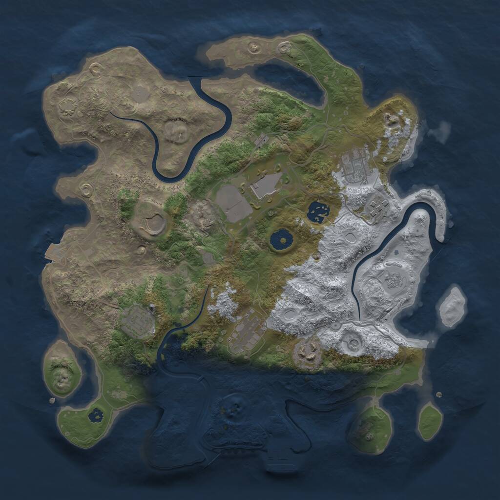 Rust Map: Procedural Map, Size: 3500, Seed: 598797768, 13 Monuments