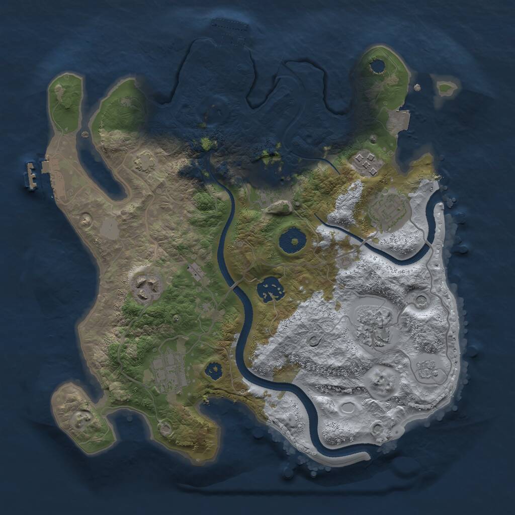 Rust Map: Procedural Map, Size: 3000, Seed: 1120493130, 13 Monuments