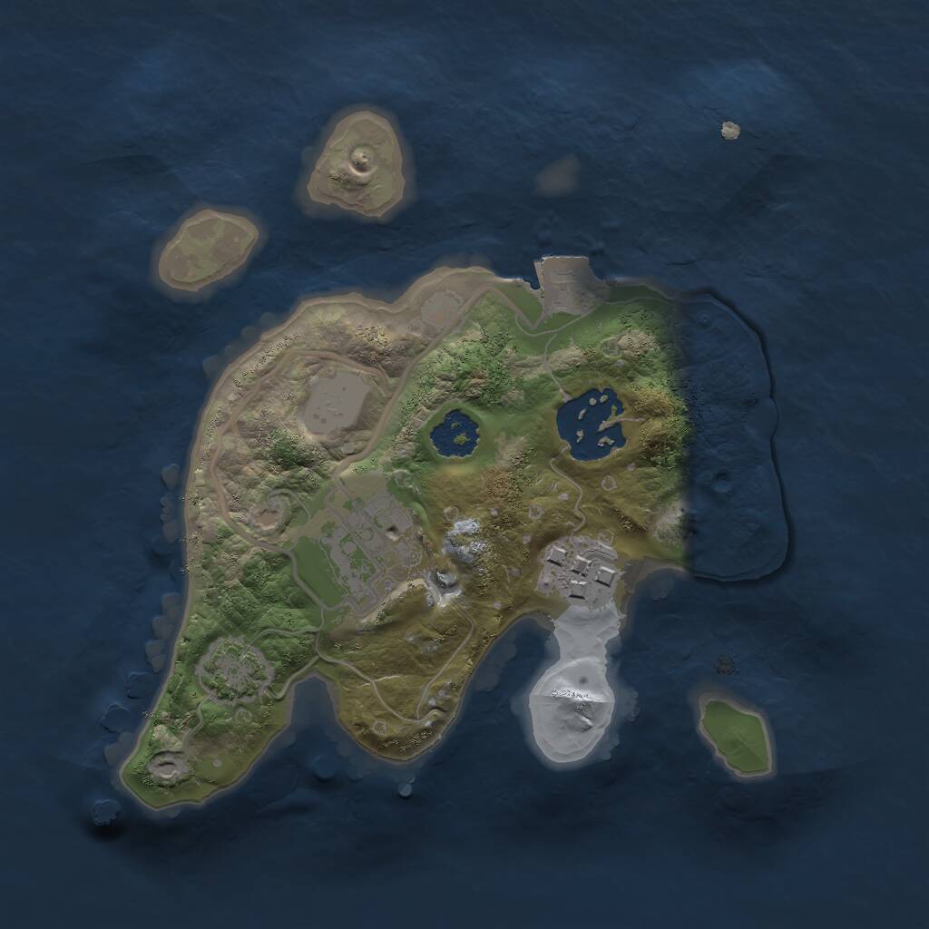 Rust Map: Procedural Map, Size: 2000, Seed: 1909297549, 5 Monuments