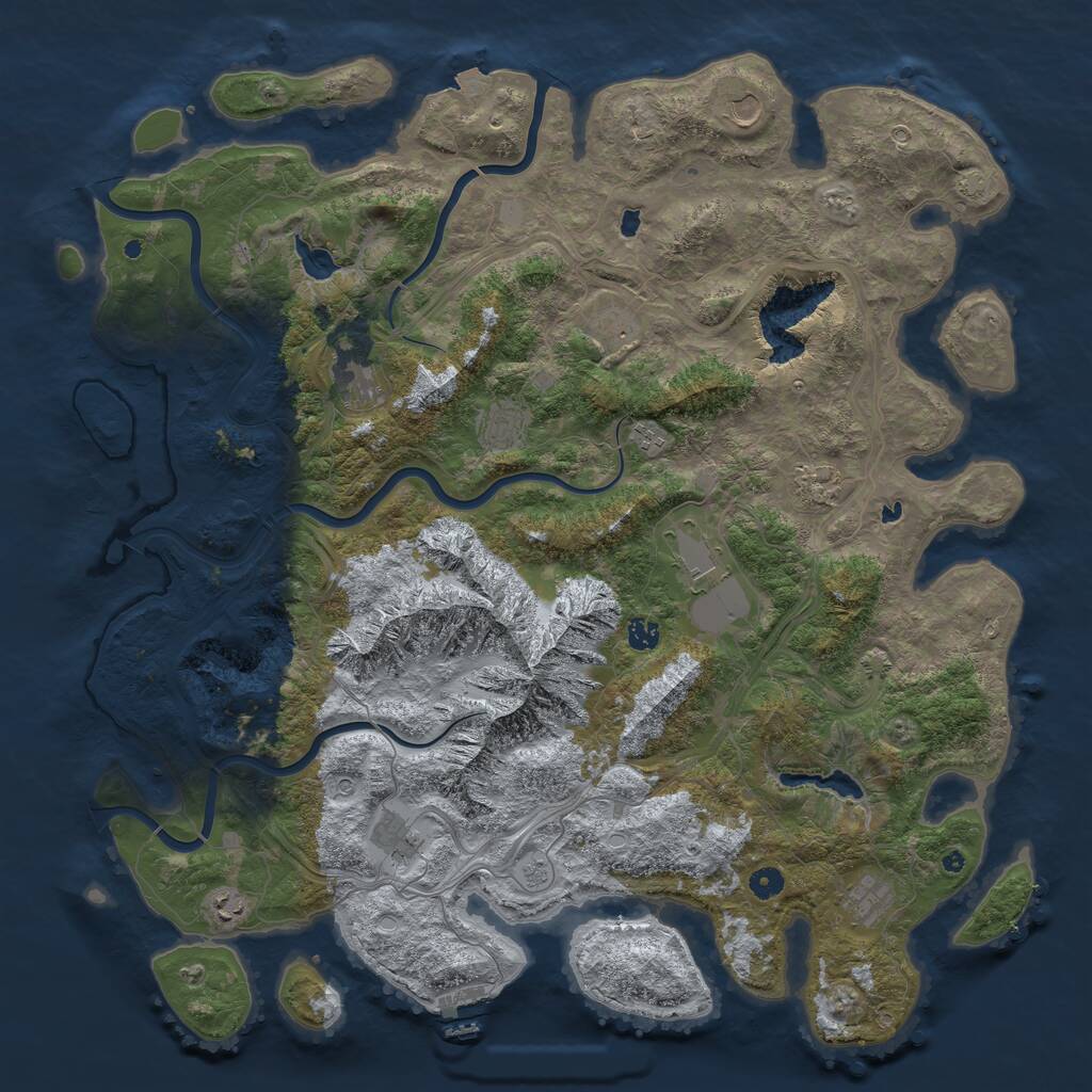 Rust Map: Procedural Map, Size: 5000, Seed: 1366983479, 16 Monuments