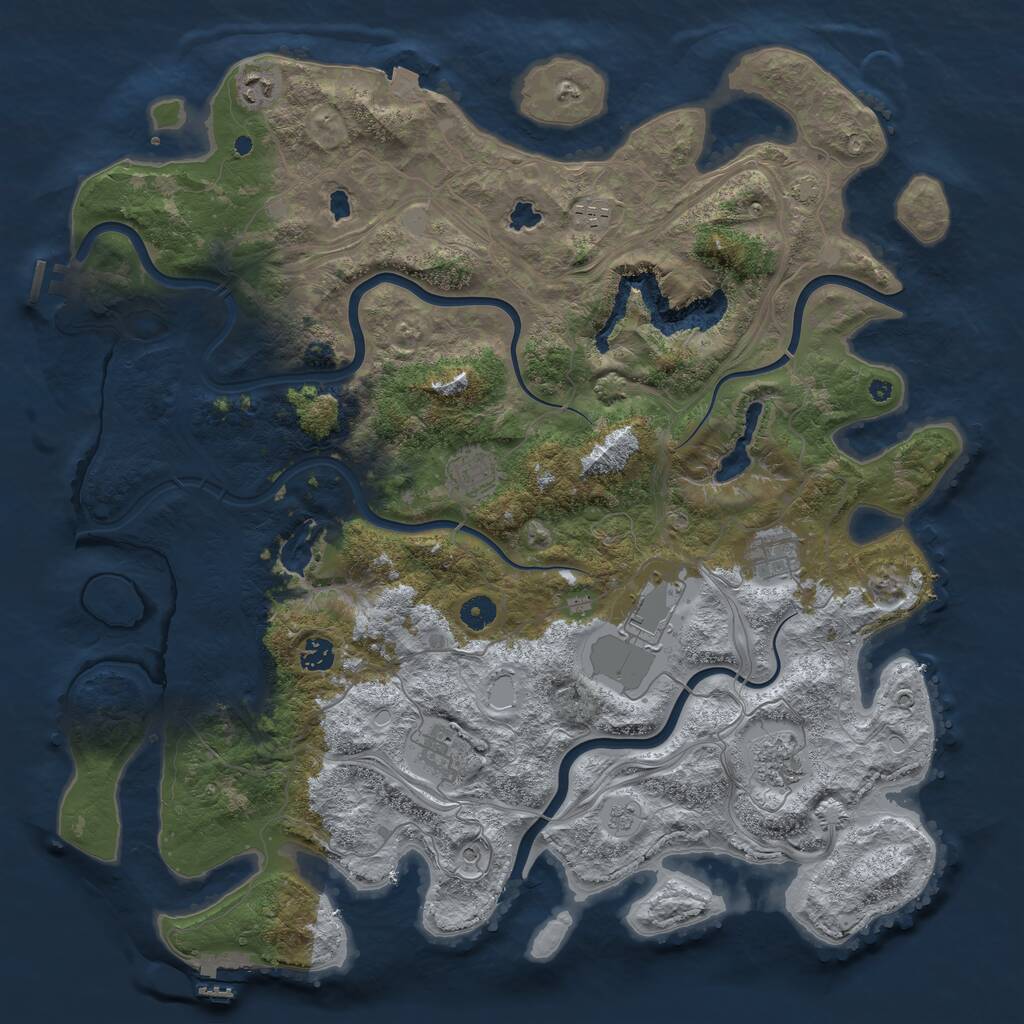 Rust Map: Procedural Map, Size: 4500, Seed: 447867341, 14 Monuments