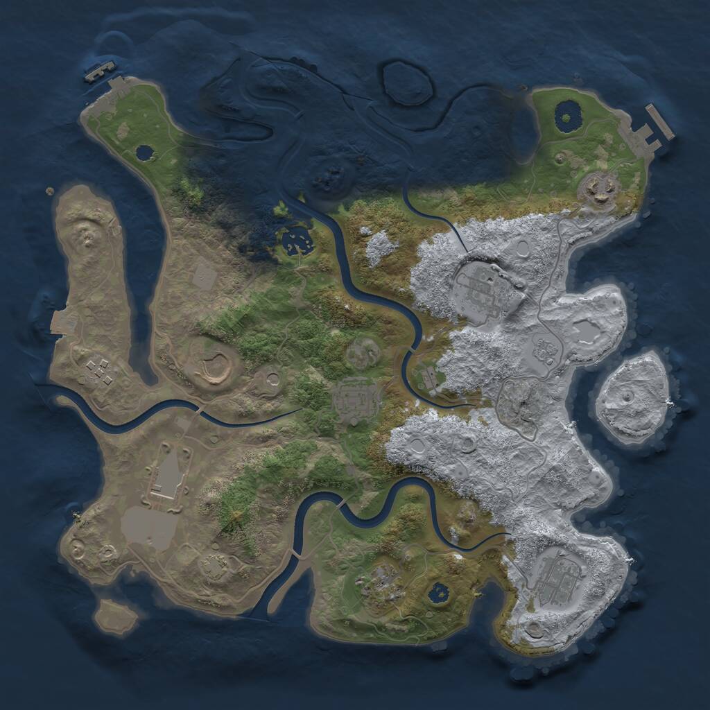 Rust Map: Procedural Map, Size: 3500, Seed: 59714, 15 Monuments