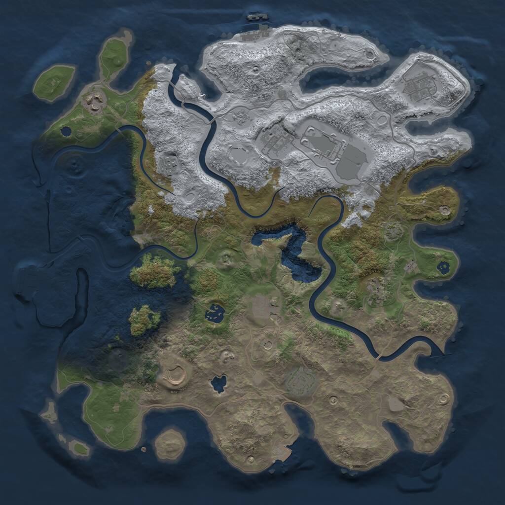 Rust Map: Procedural Map, Size: 4000, Seed: 19840808, 16 Monuments