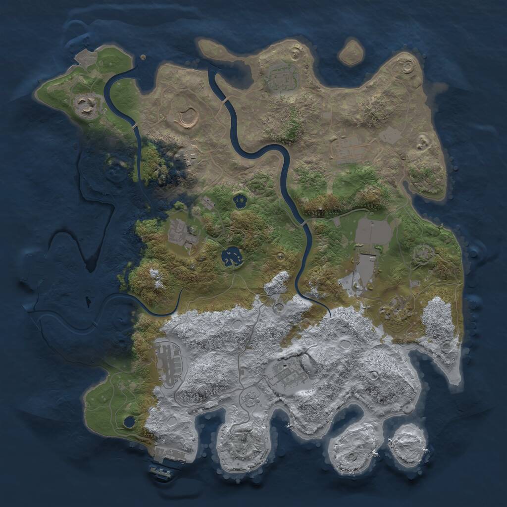 Rust Map: Procedural Map, Size: 3700, Seed: 262256269, 17 Monuments