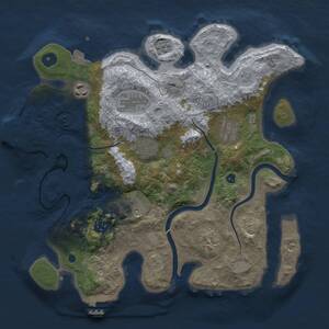 Thumbnail Rust Map: Procedural Map, Size: 3432, Seed: 1, 14 Monuments
