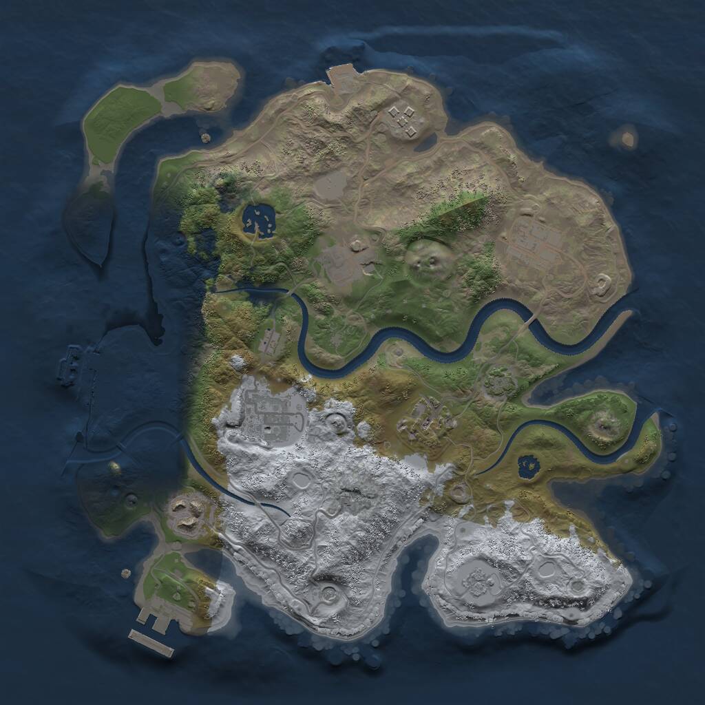 Rust Map: Procedural Map, Size: 3000, Seed: 61773, 13 Monuments