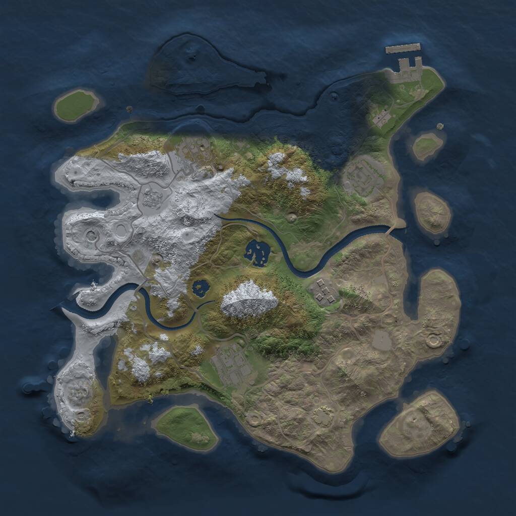 Rust Map: Procedural Map, Size: 3000, Seed: 1777530642, 10 Monuments