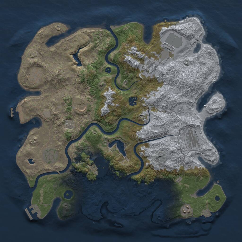Rust Map: Procedural Map, Size: 4000, Seed: 1885685365, 16 Monuments