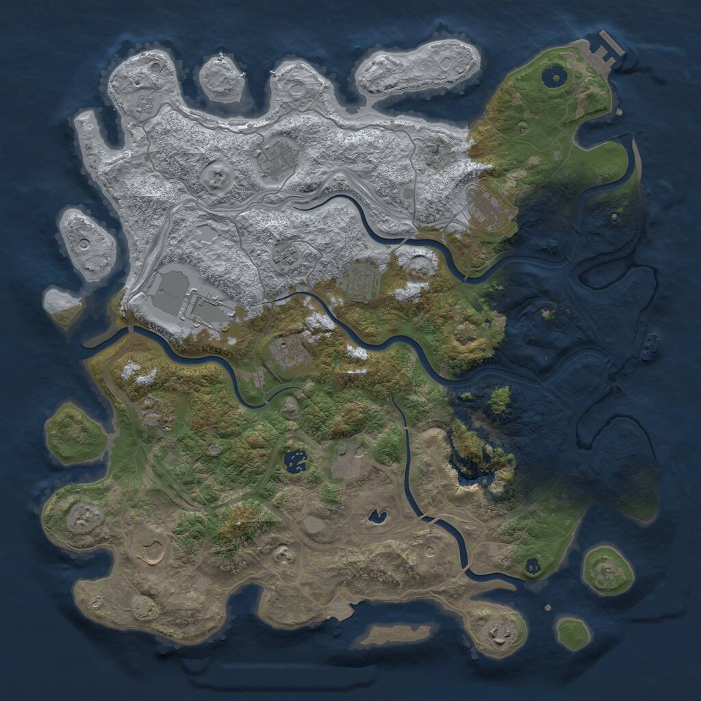 Rust Map: Procedural Map, Size: 4400, Seed: 648252, 17 Monuments