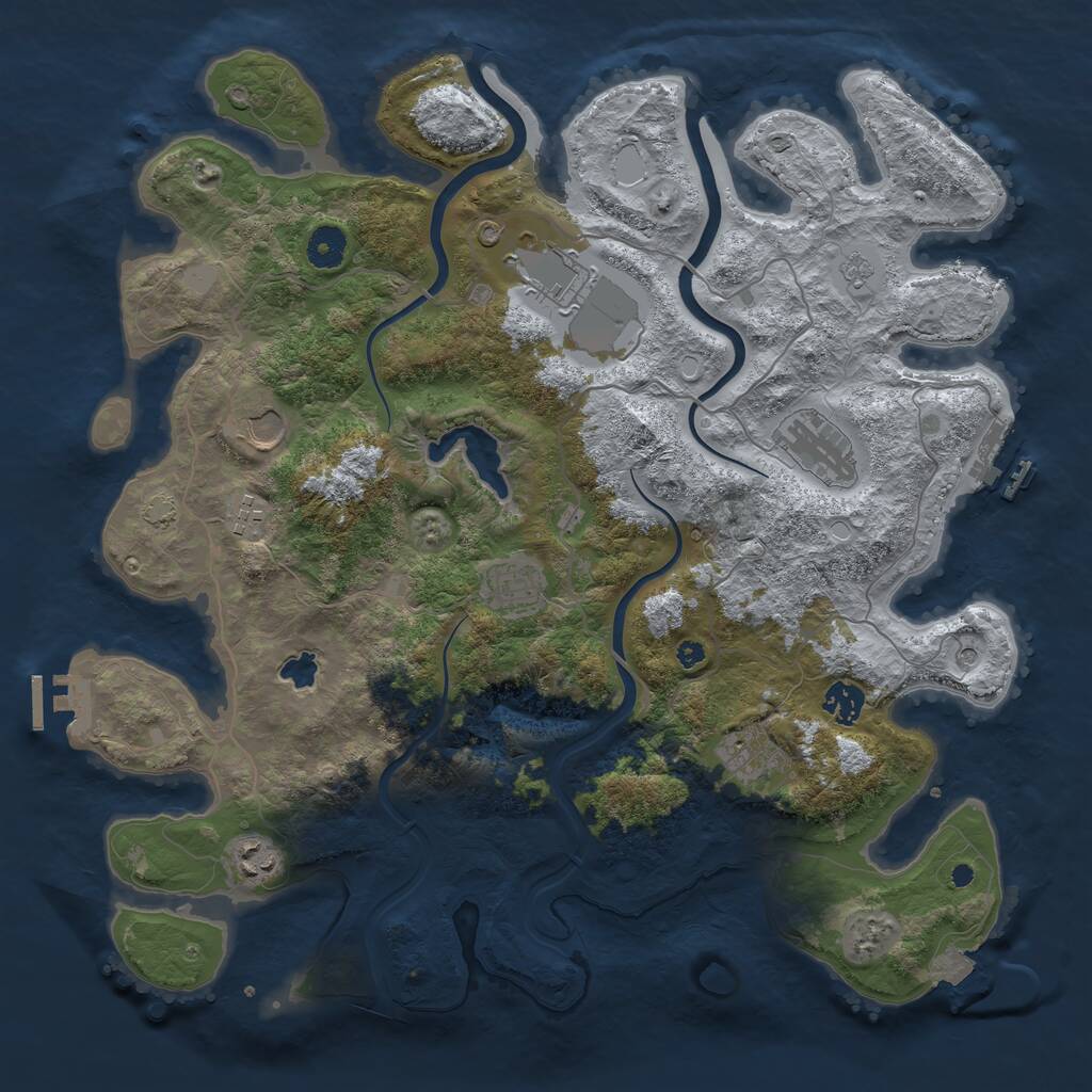 Rust Map: Procedural Map, Size: 4000, Seed: 3601, 14 Monuments