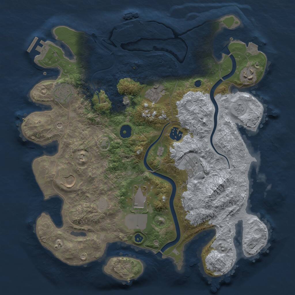 Rust Map: Procedural Map, Size: 3500, Seed: 1695724, 14 Monuments