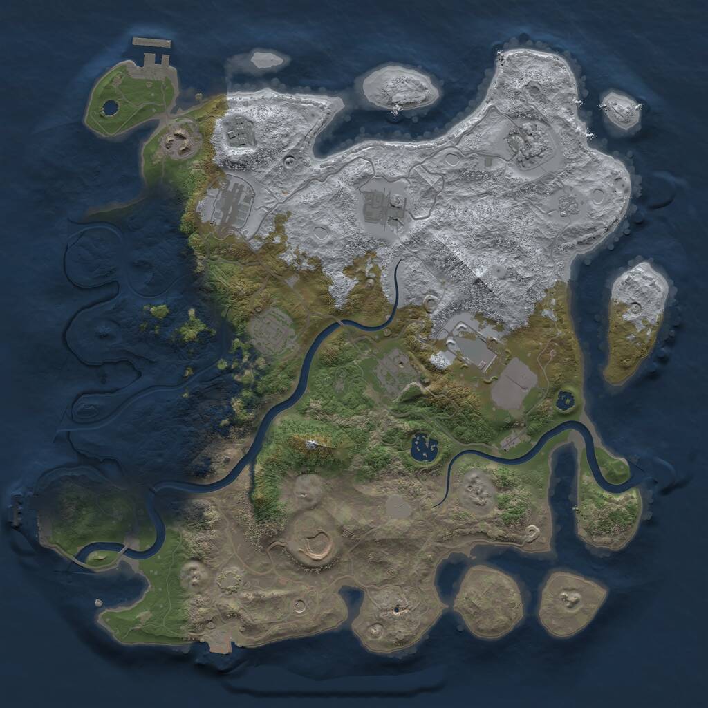 Rust Map: Procedural Map, Size: 3750, Seed: 67909, 16 Monuments