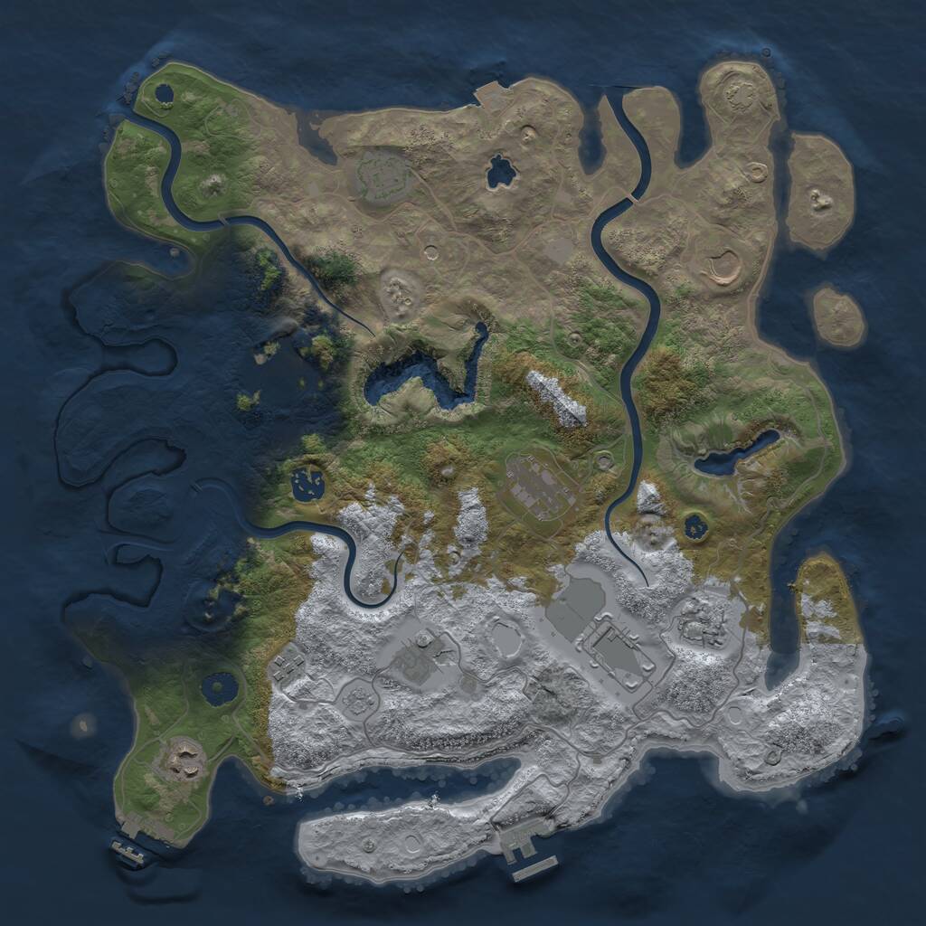 Rust Map: Procedural Map, Size: 4000, Seed: 6691, 16 Monuments