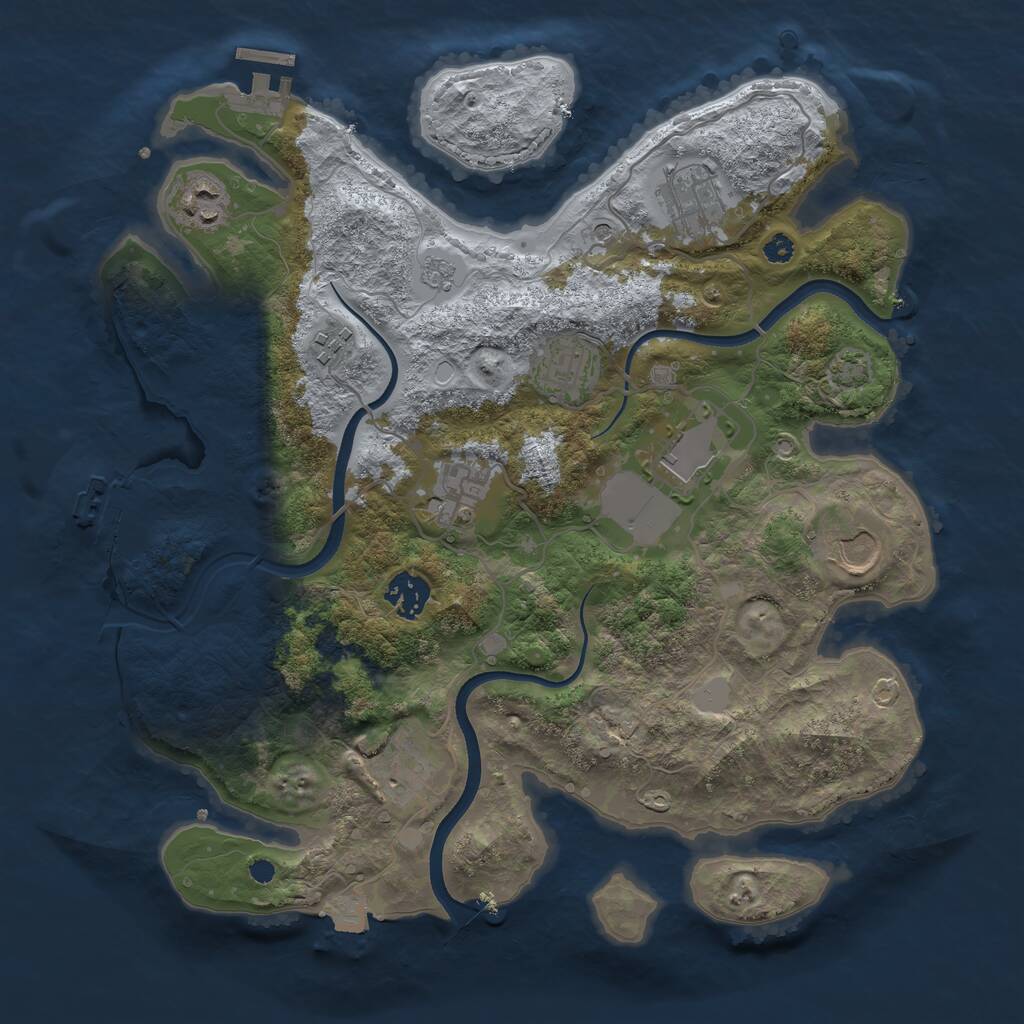 Rust Map: Procedural Map, Size: 3500, Seed: 304393882, 15 Monuments
