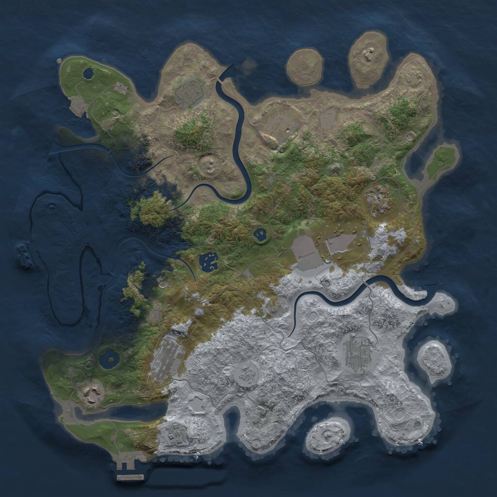 Rust Map: Procedural Map, Size: 3750, Seed: 45690, 15 Monuments