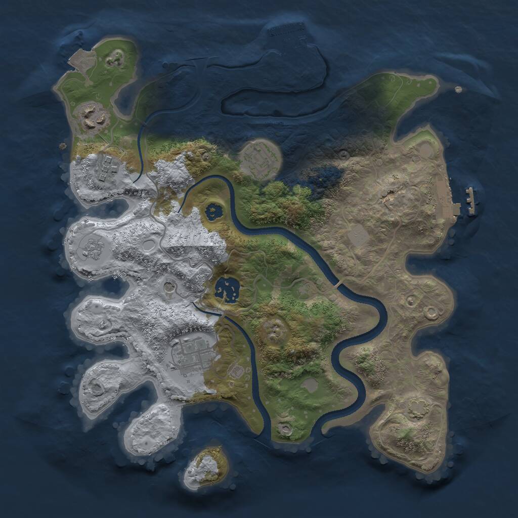 Rust Map: Procedural Map, Size: 3000, Seed: 2046051793, 11 Monuments