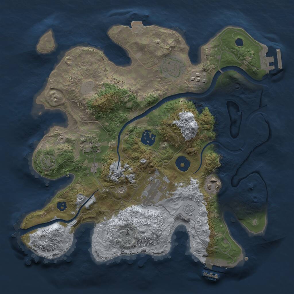 Rust Map: Procedural Map, Size: 3000, Seed: 379396662, 12 Monuments