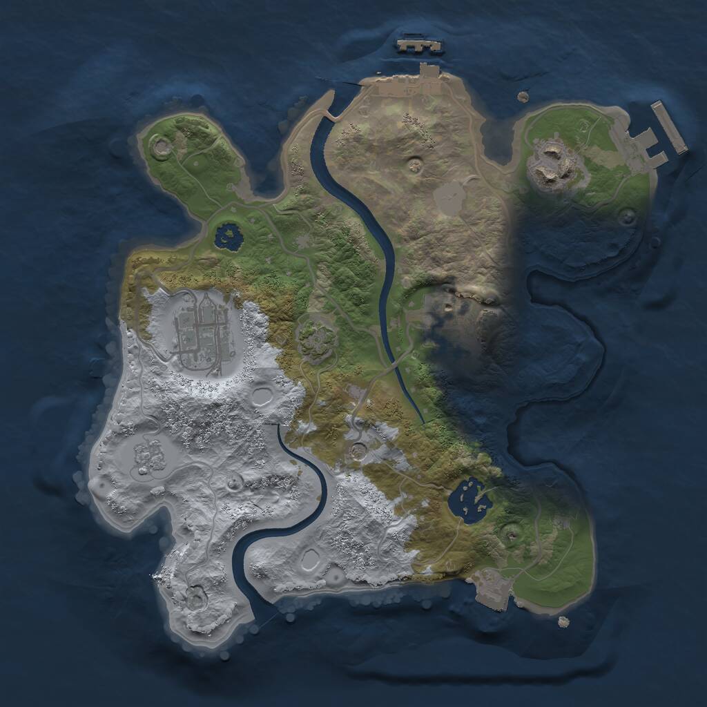 Rust Map: Procedural Map, Size: 2500, Seed: 15614651, 10 Monuments