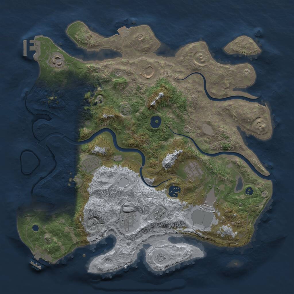 Rust Map: Procedural Map, Size: 3700, Seed: 154938955, 14 Monuments
