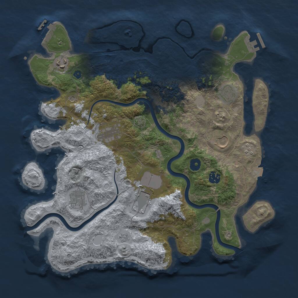 Rust Map: Procedural Map, Size: 3750, Seed: 65491, 14 Monuments