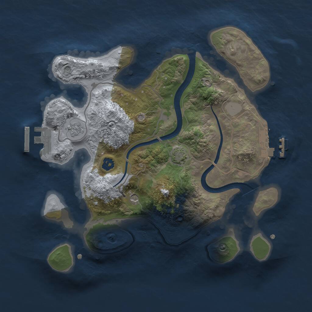 Rust Map: Procedural Map, Size: 2500, Seed: 35371356, 6 Monuments