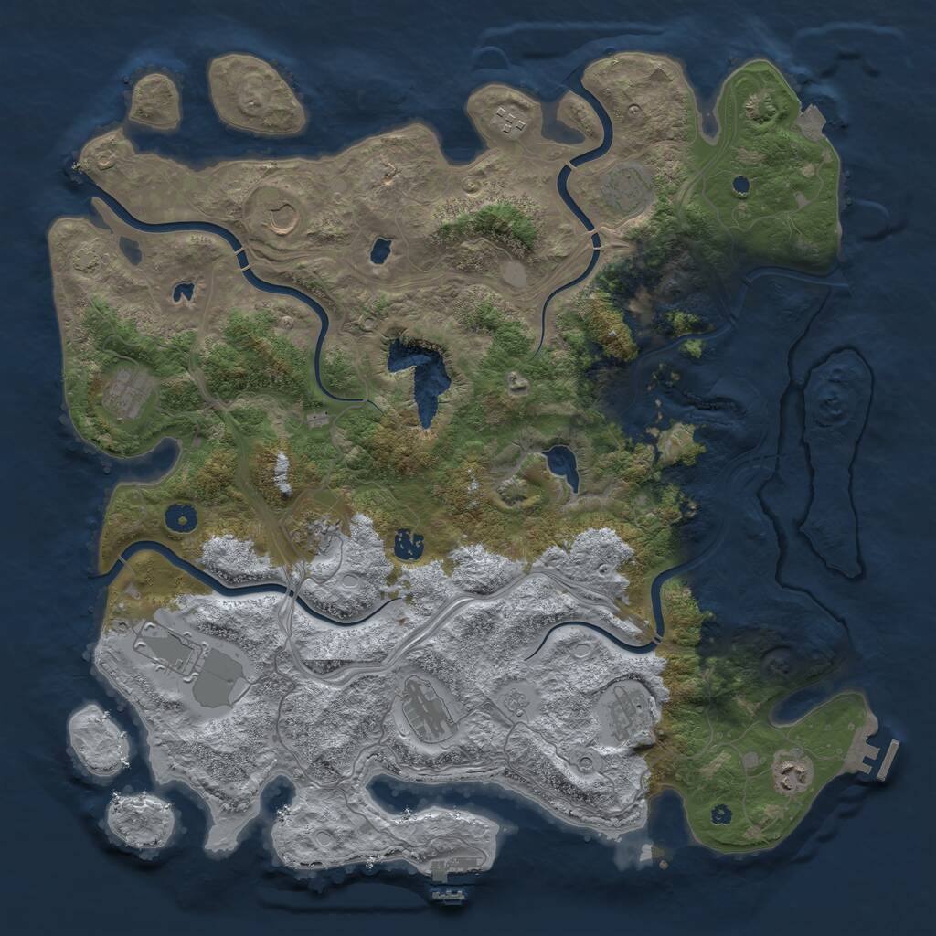 Rust Map: Procedural Map, Size: 4500, Seed: 617274135, 16 Monuments