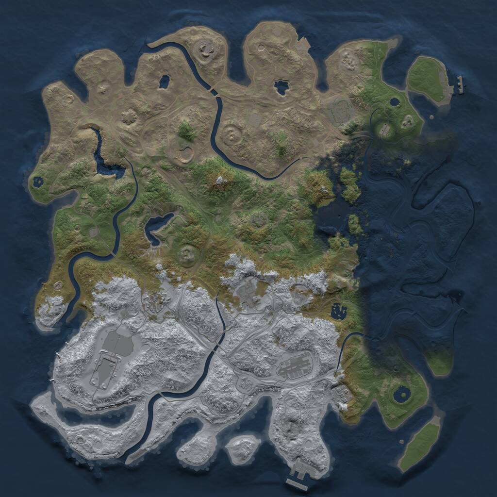 Rust Map: Procedural Map, Size: 4500, Seed: 1246734, 16 Monuments