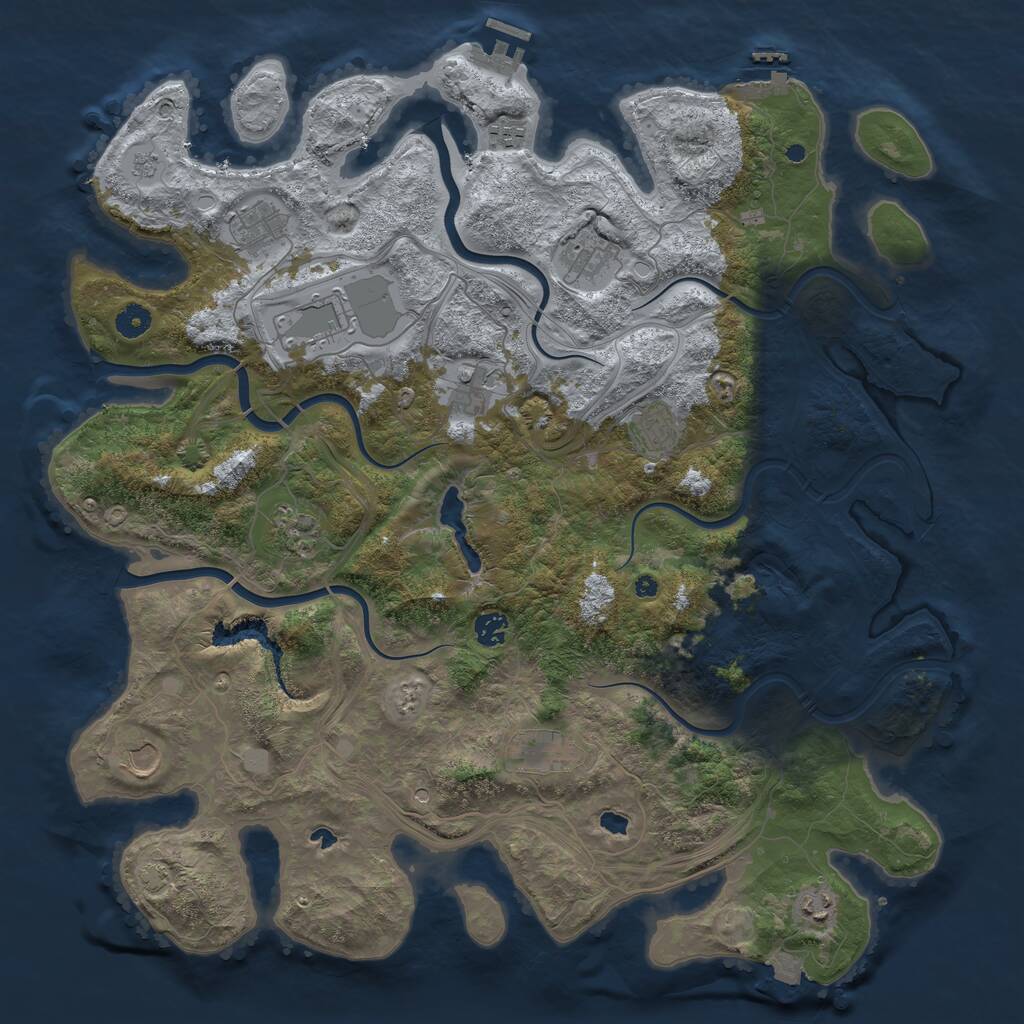 Rust Map: Procedural Map, Size: 4500, Seed: 557042647, 17 Monuments