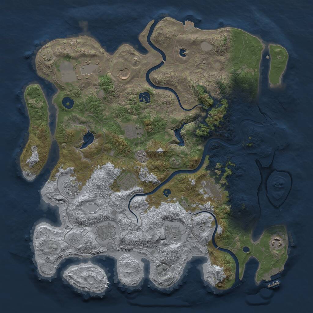 Rust Map: Procedural Map, Size: 4000, Seed: 1869374, 17 Monuments