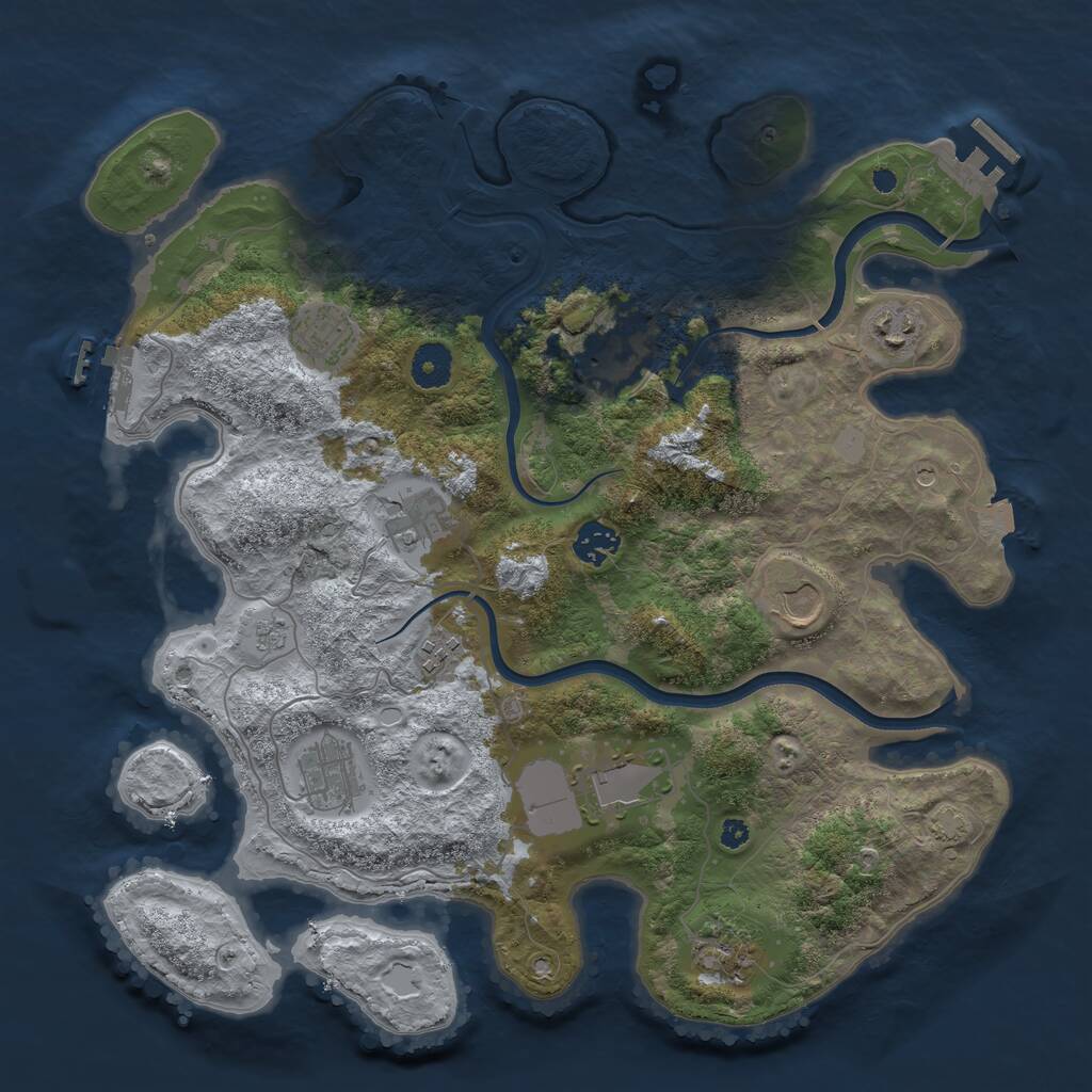 Rust Map: Procedural Map, Size: 3750, Seed: 42361, 16 Monuments