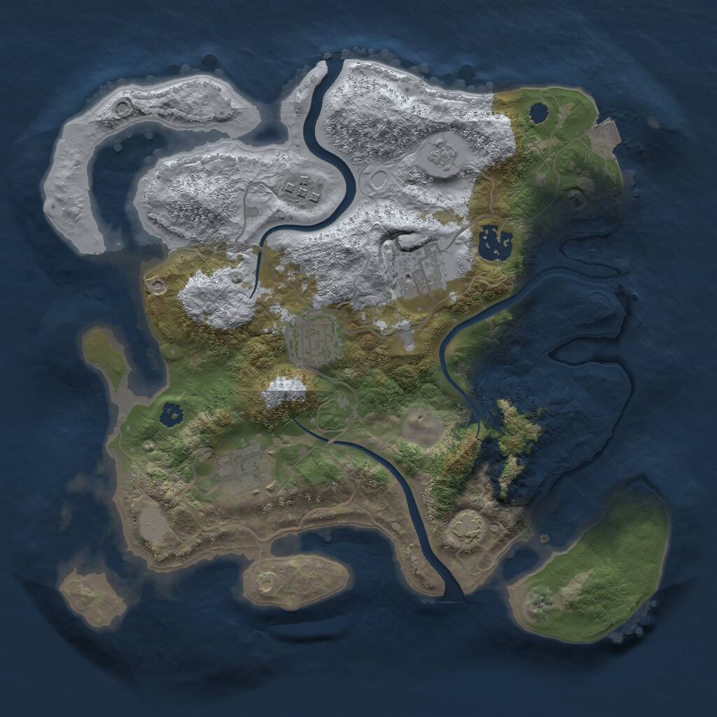 Rust Map: Procedural Map, Size: 3000, Seed: 1228342165, 8 Monuments