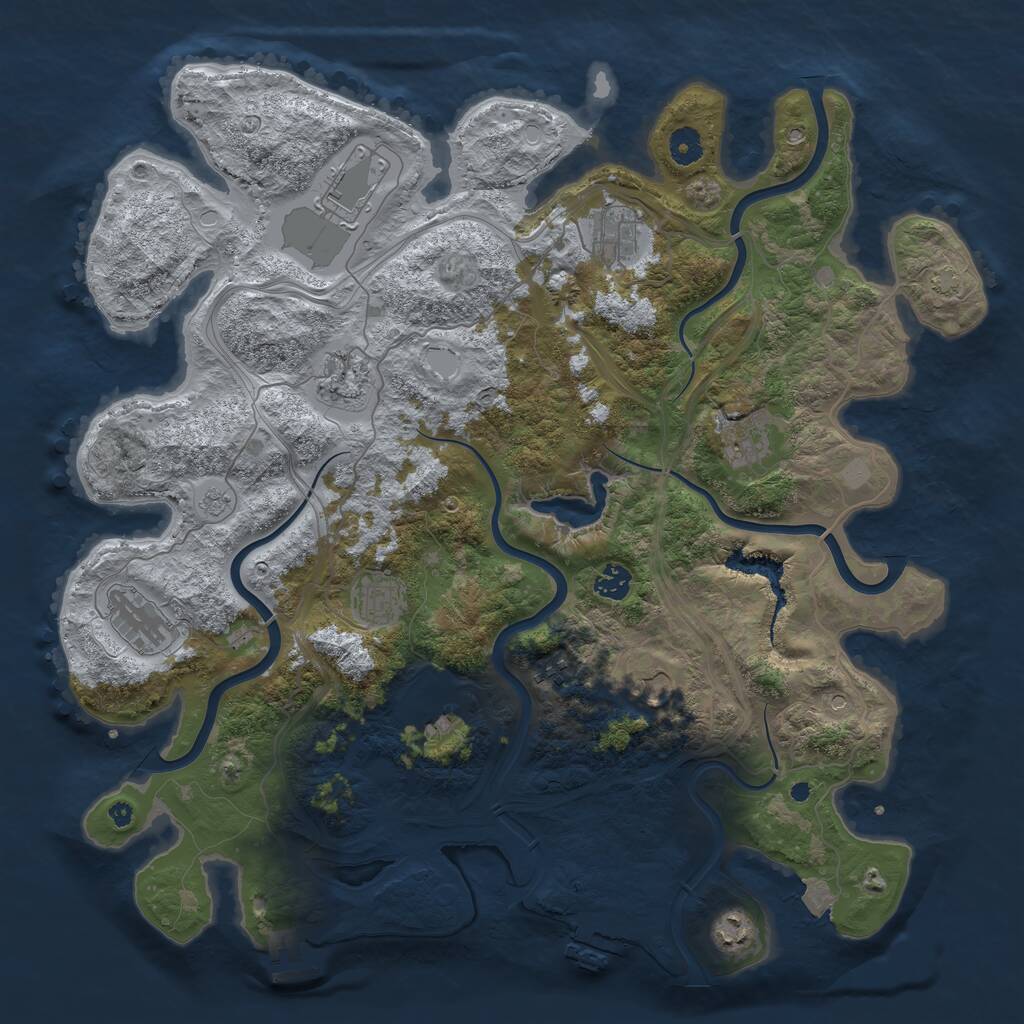 Rust Map: Procedural Map, Size: 4300, Seed: 669744995, 17 Monuments
