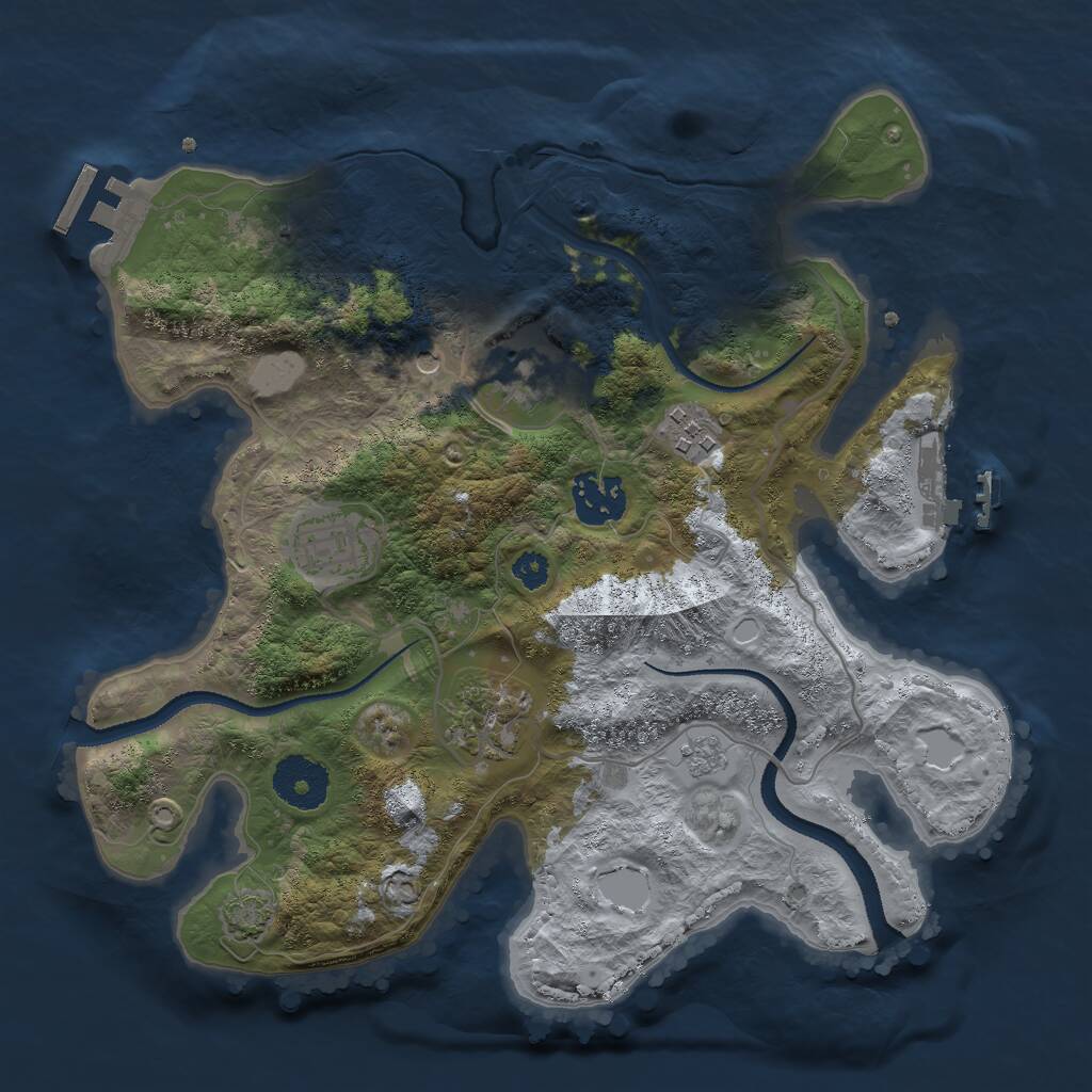 Rust Map: Procedural Map, Size: 3000, Seed: 8014, 11 Monuments