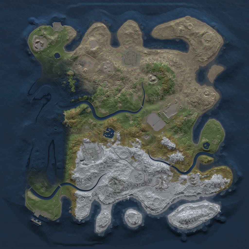 Rust Map: Procedural Map, Size: 3500, Seed: 1842378644, 14 Monuments