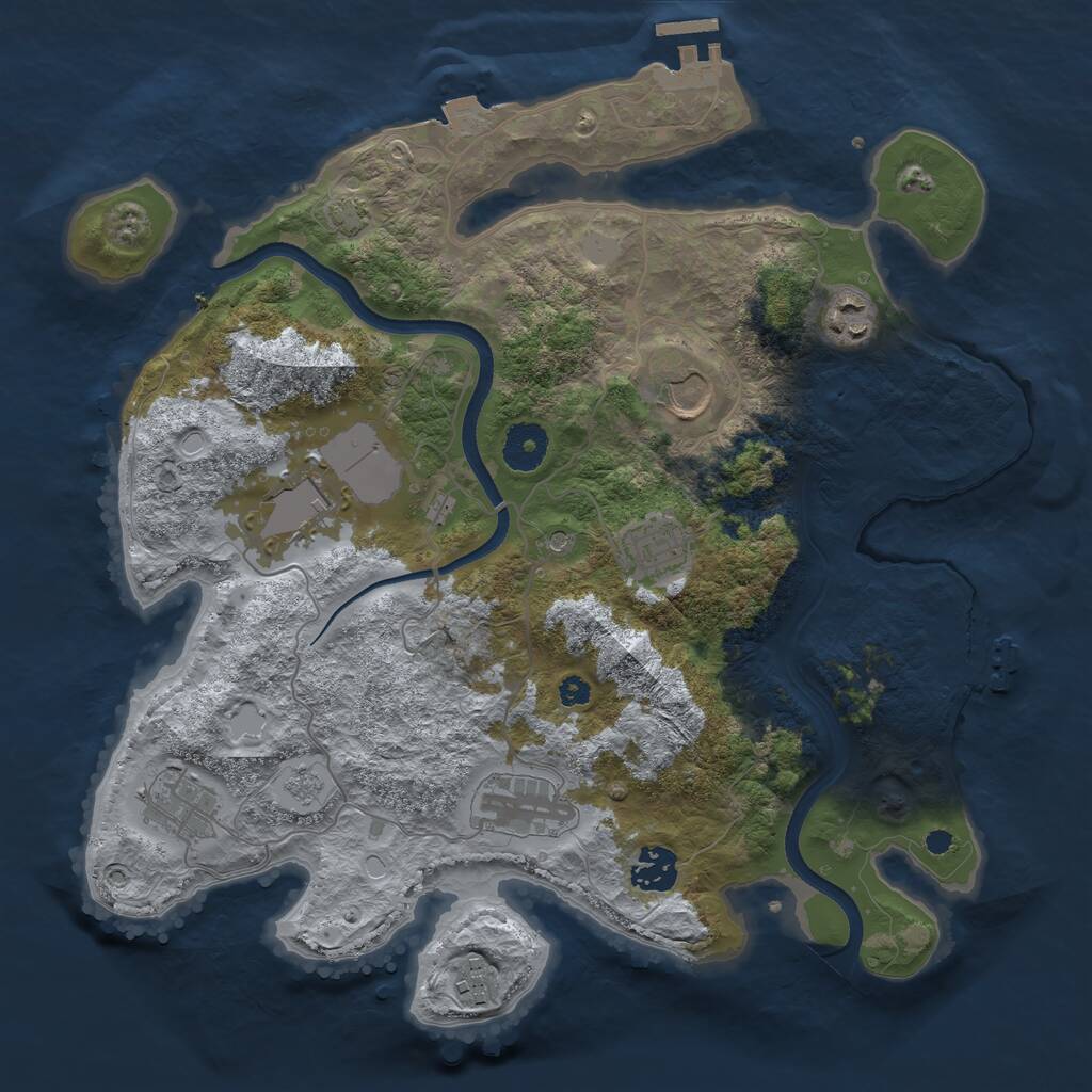 Rust Map: Procedural Map, Size: 3500, Seed: 467754, 14 Monuments