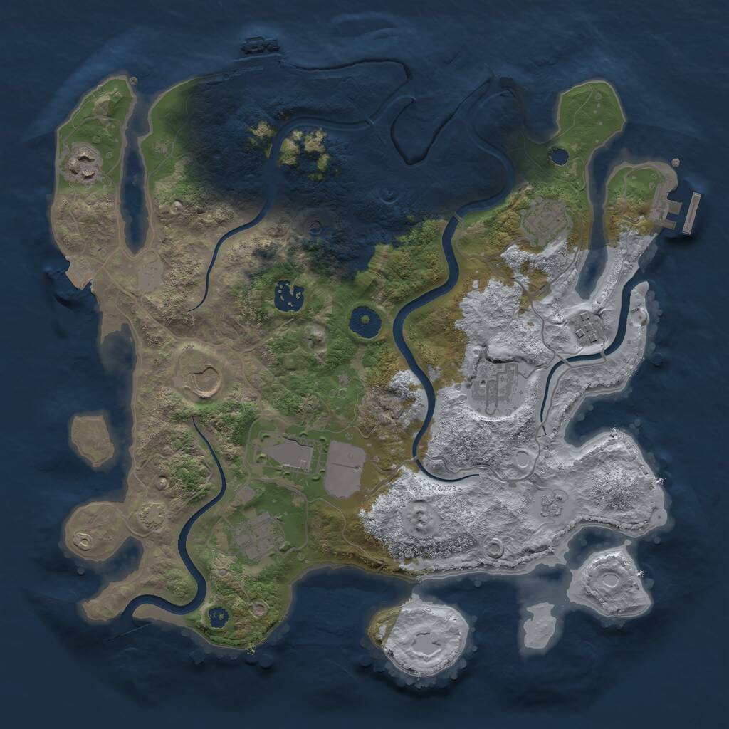 Rust Map: Procedural Map, Size: 3500, Seed: 881729345, 14 Monuments