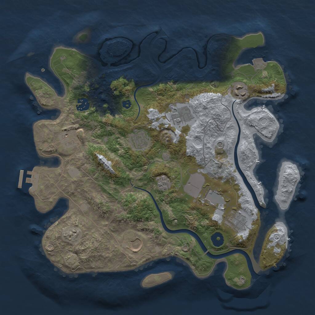 Rust Map: Procedural Map, Size: 3500, Seed: 240394521, 13 Monuments