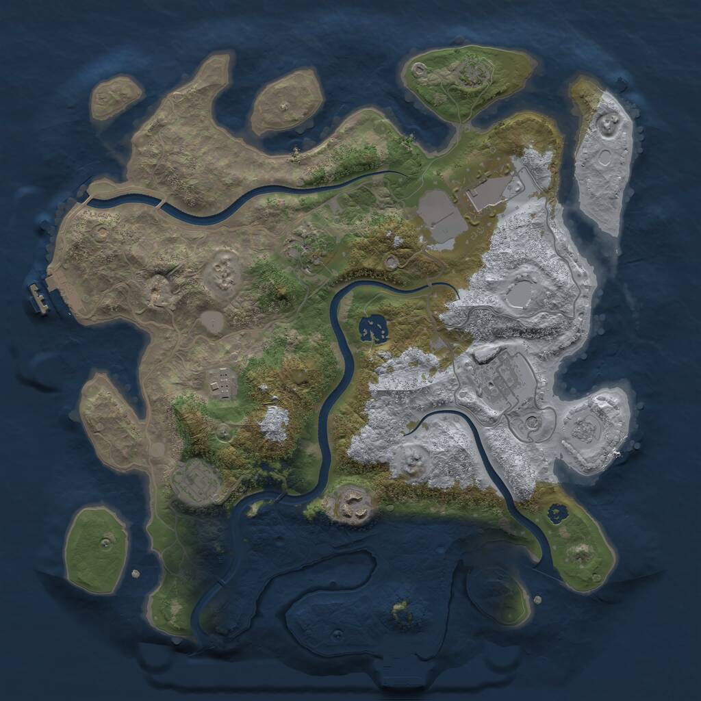 Rust Map: Procedural Map, Size: 3500, Seed: 666667, 13 Monuments